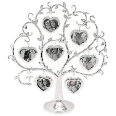 Zilverstad Family Tree sydänkehyksillä (7 kuvalle) -Hopea