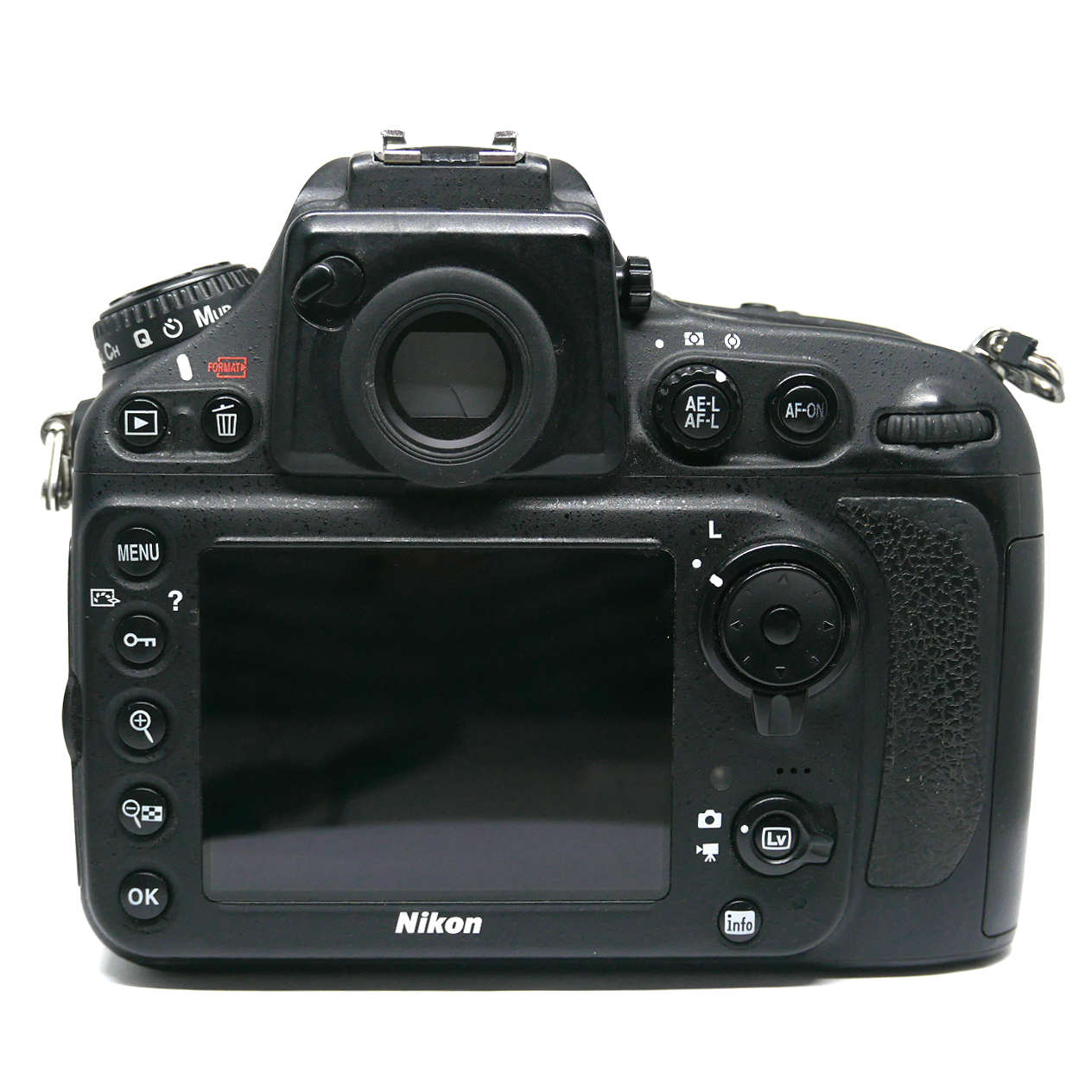 (myyty) Nikon D800e runko (SC: 115080) + akkukahva (käytetty)