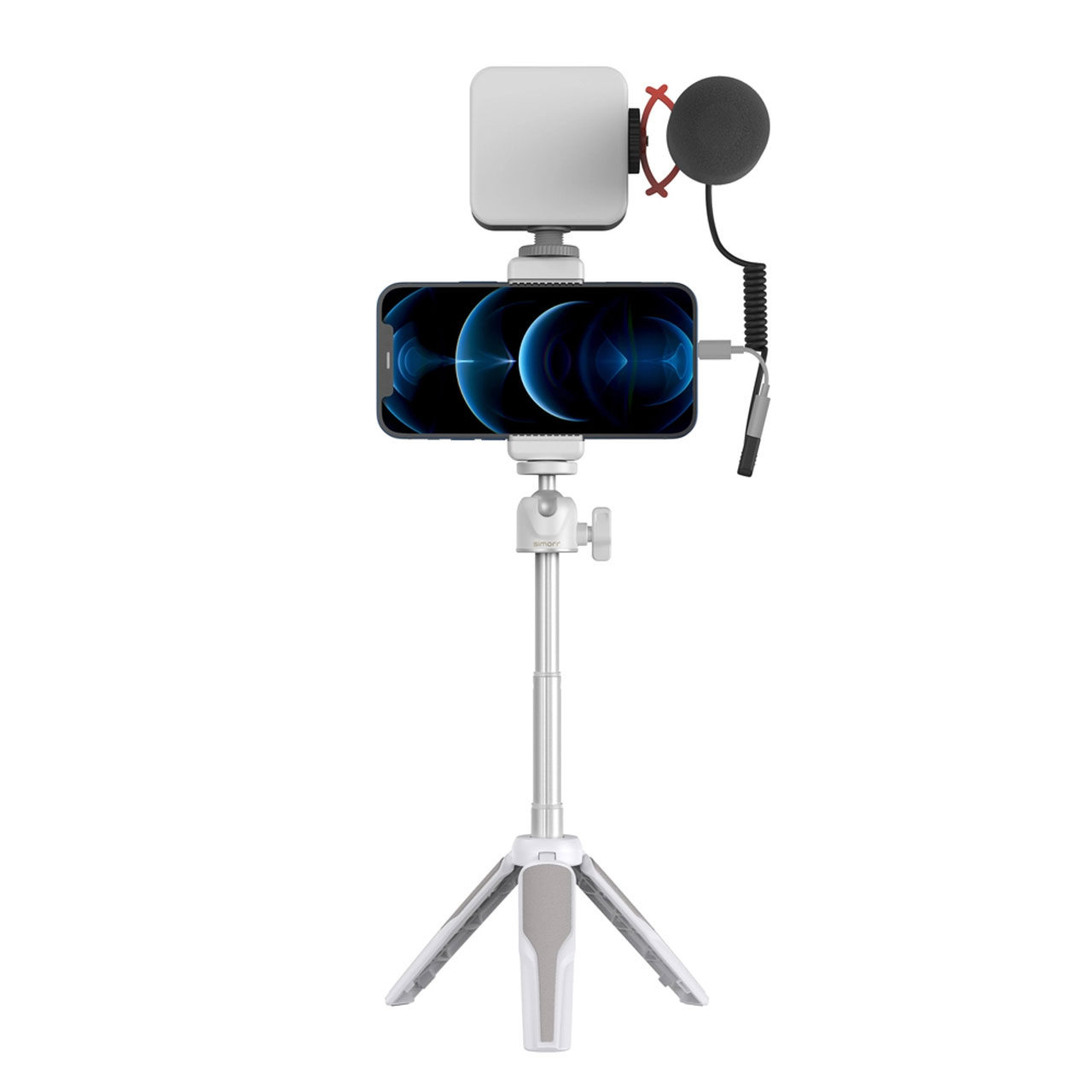 SmallRig 3752 VK-50 Vlog Kit (White) pöytäjalusta mikrofoni ja LED -valo