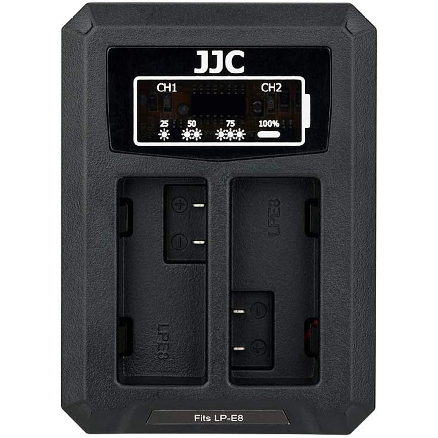 JJC DCH-LPE8 USB Dual Battery Charger -tuplalaturi (Canon LP-E8)