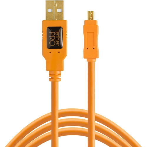 Tether Tools TetherPro (4,6m) USB 2.0 Type-A to 8-pin USB Mini-B kaapeli - Oranssi