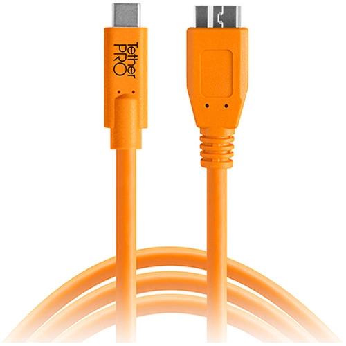Tether Tools TetherPro (4,6m) USB Type-C to USB 3.0 Micro-B kulmamallinen kaapeli - Oranssi