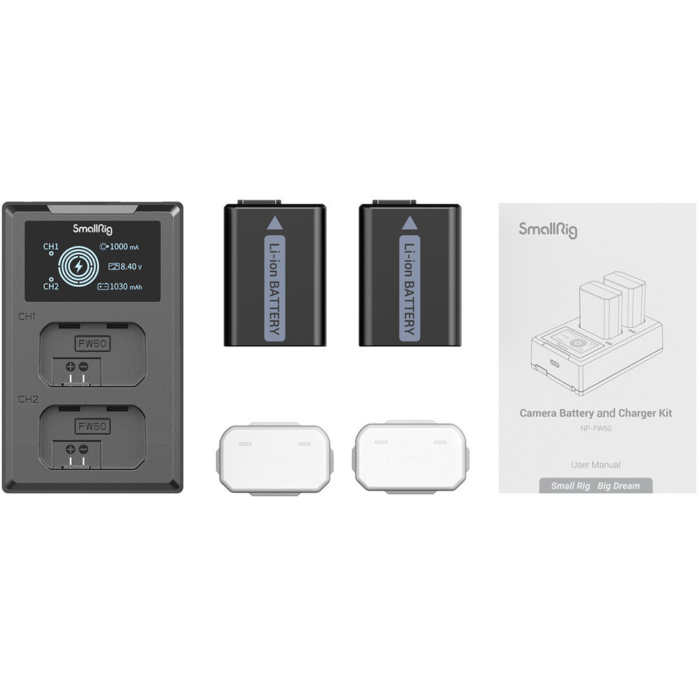 Smallrig 3818 Charger Kit -tuplalaturi + akut (Sony NP-FW50)