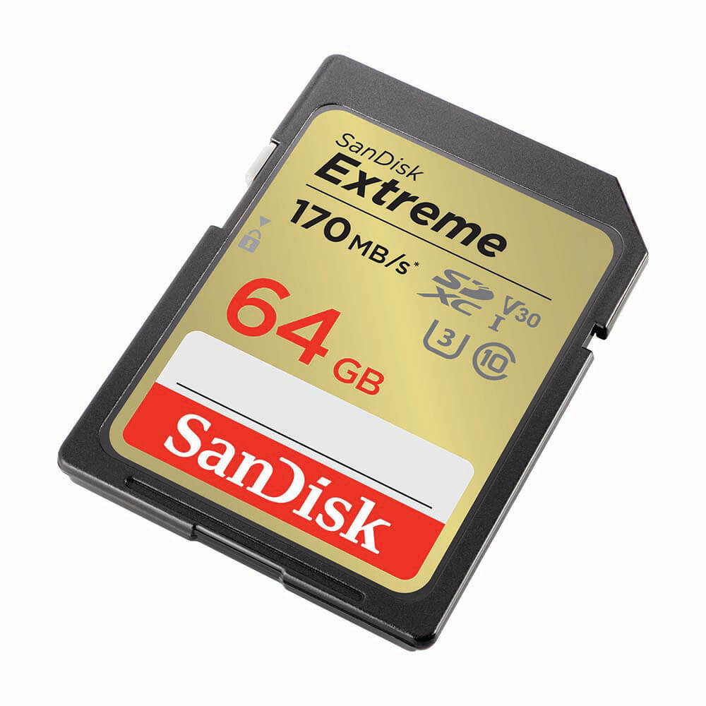 SanDisk Extreme 64GB SDXC (170MB/s) UHS-I (U3 / V30) muistikortti
