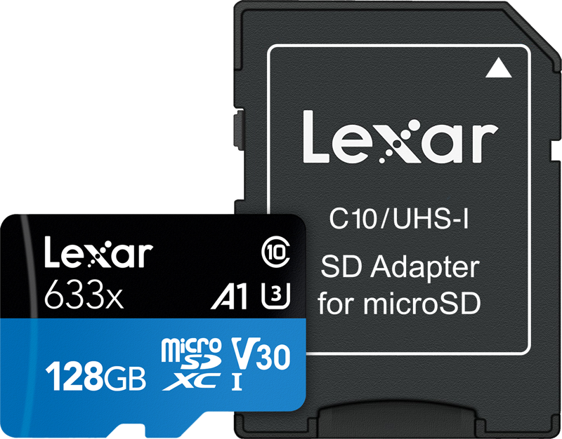 Lexar 128GB microSDXC UHS-I (633x R95/W45) -muistikortti + adapteri
