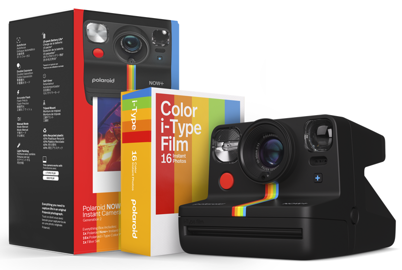 Polaroid Now+ Gen 2 + E-Box -pikakamera + filmipaketti - Musta