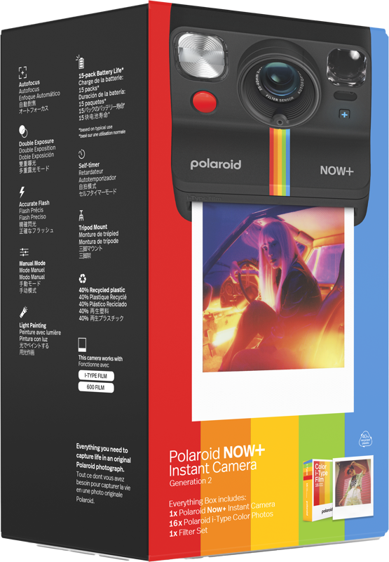 Polaroid Now+ Gen 2 + E-Box -pikakamera + filmipaketti - Musta