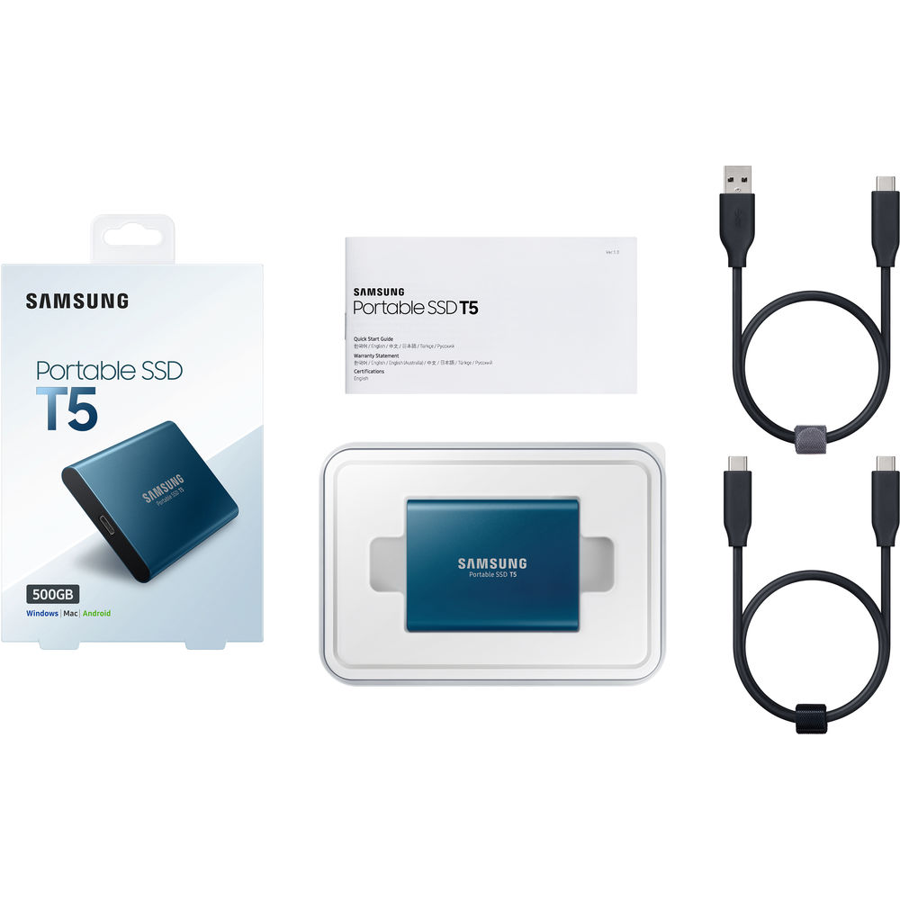 Samsung SSD T5 ulkoinen SSD-levy 500GB, Sininen