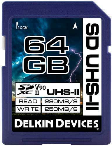 Delkin Cinema 64GB SDXC (280 Mt/s) UHS-II (U3/V90) muistikortti