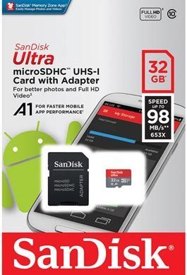 SanDisk Ultra 32GB microSDHC (98Mb/s) UHS-I muistikortti