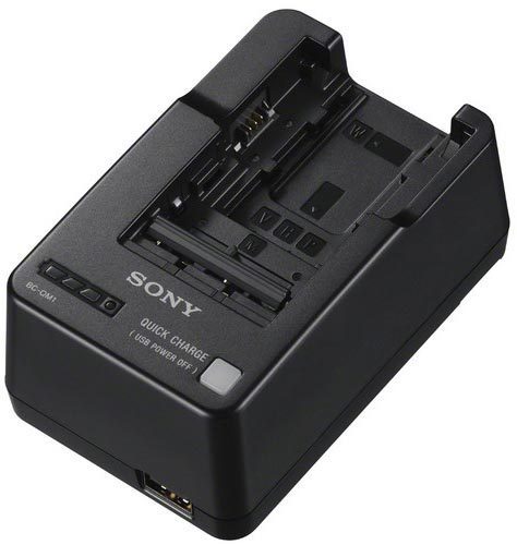 Sony BC-QM1 akkulaturi H, P, V, M, ja W -sarjan akuille