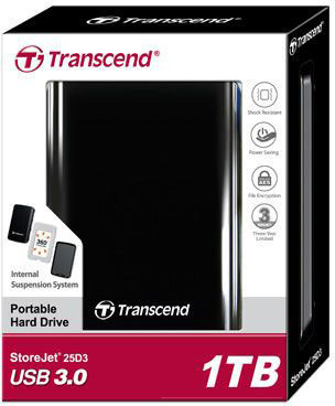 Transcend 1TB StoreJet 25H3P USB 3.0 ulkoinen kiintolevy