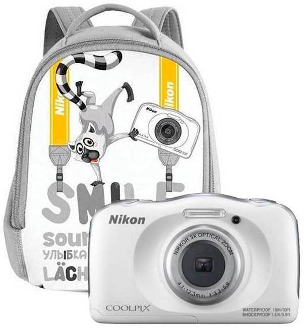 Nikon Coolpix W100 kamera + reppu (Backpack Kit) - Valkoinen