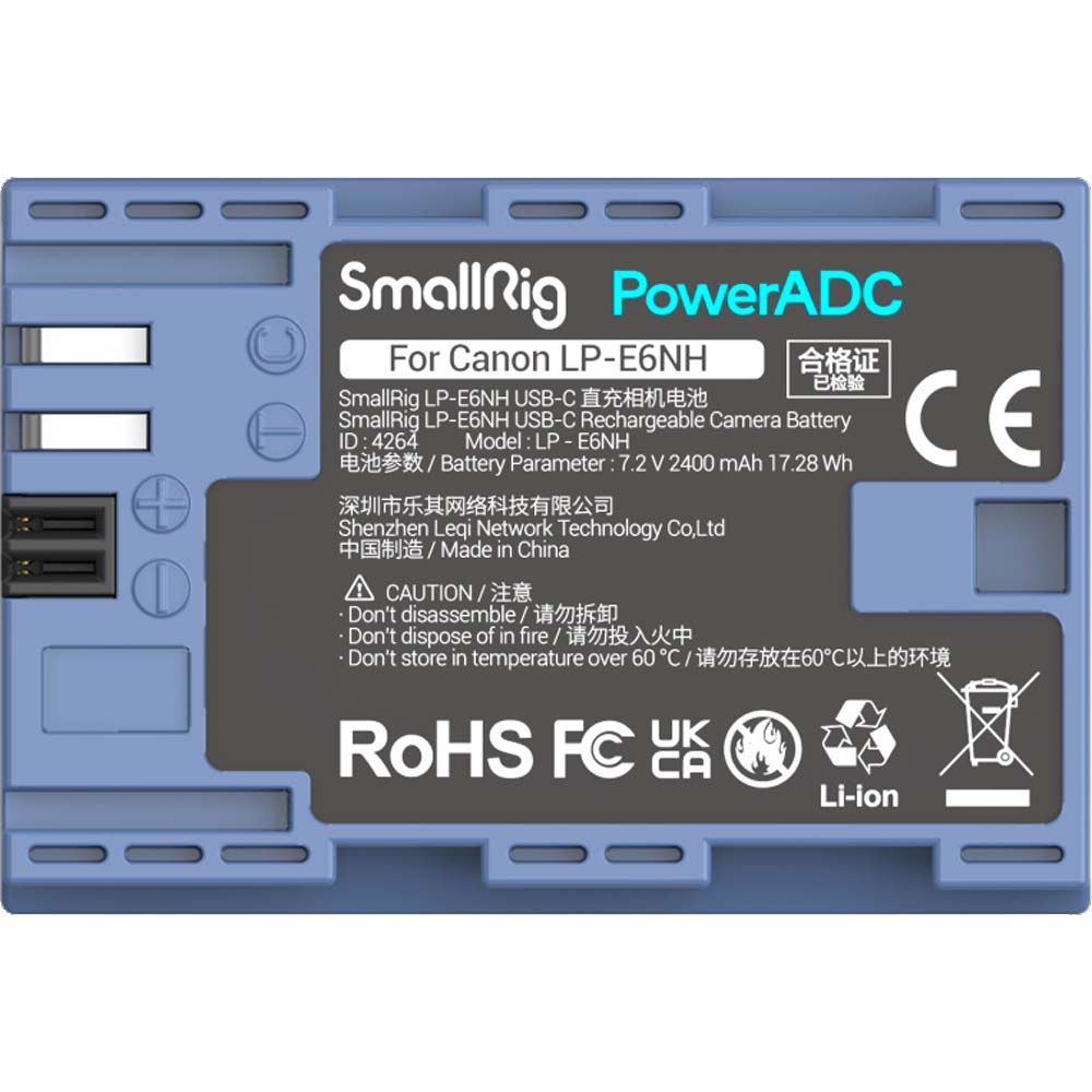 Smallrig 4264 Camera Battery USB-C Rechargable (Canon LP-E6NH) -akku