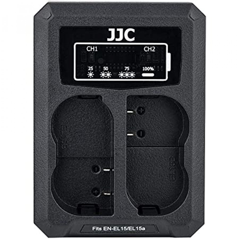 JJC DCH-ENEL15 USB Dual Battery Charger -tuplalaturi (Nikon EN-EL15)
