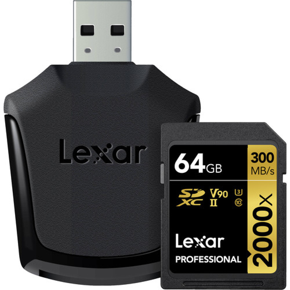 Lexar 64GB Professional 2000x SDXC (UHS-II (U3)) + kortinlukija