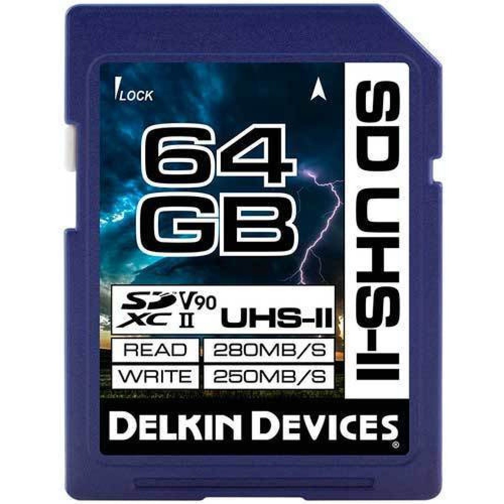 Delkin Cinema 64GB SDXC (280 Mt/s) UHS-II (U3/V90) muistikortti