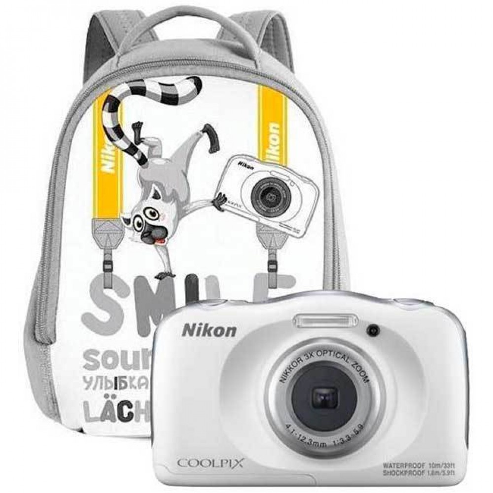 Nikon Coolpix W100 kamera + reppu (Backpack Kit) - Valkoinen