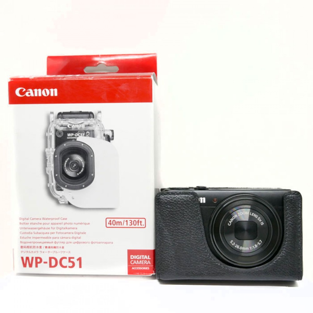 Canon Powershot s120 + sukelluskotelo + nahkakotelo (Käytetty