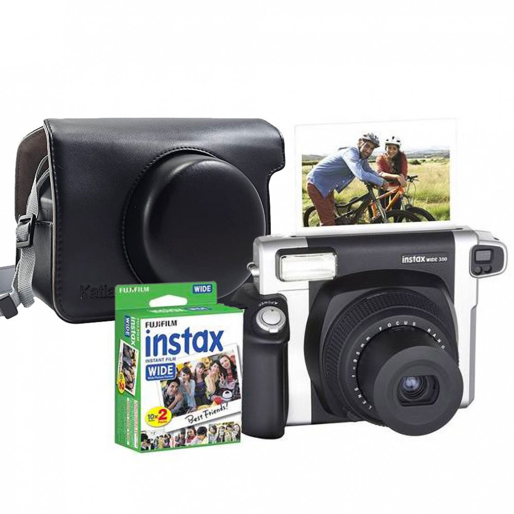Fujifilm Instax Wide 300 Musta pikafilmikamera ja  filmipaketti