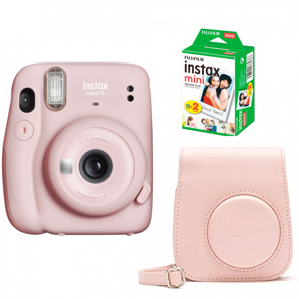 Fujifilm Instax Mini 11 pikakamera + laukku ja filmipaketti - Blush Pink