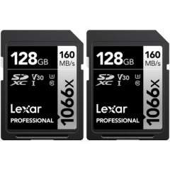 Lexar Professional 128GB SDXC UHS-I (1066x, 160Mb/s) 2kpl muistikortteja