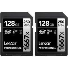 Lexar Professional 128GB SDXC UHS-II (1667x, 250Mb/s) - 2 Pack