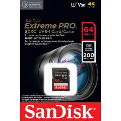 SanDisk 64GB Extreme Pro UHS-I (200MB/s) V30 SDXC -muistikortti