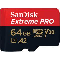 SanDisk Extreme Pro 64GB MicroSDXC (200MB/s) UHS-I (U3 / V30 / A2 C10) muistikortti