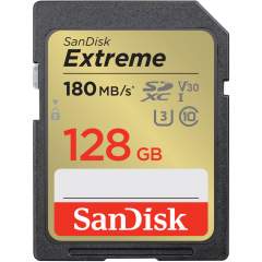 SanDisk Extreme 128GB SDXC (180MB/s) UHS-I (U3 / V30) -muistikortti