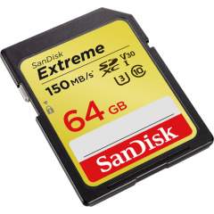 SanDisk Extreme 64GB SDXC (Write: 60MB/s, Read: 150MB/s) UHS-I (U3 / V30) muistikortti