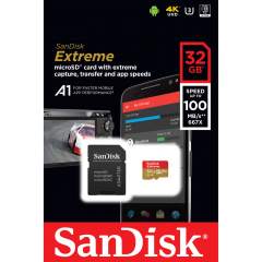 SanDisk Extreme 32GB MicroSDHC (100MB/s) UHS-I (U3 / V30 / A1) muistikortti