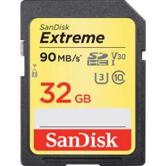 SanDisk Extreme 32GB SDHC (Write: 40MB/s, Read: 90MB/s) UHS-I (U3 / V30) muistikortti