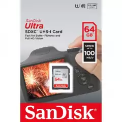 SanDisk Ultra 64GB SDXC (100Mb/s) Class 10 UHS-I muistikortti