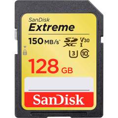 SanDisk Extreme 128GB SDXC (Write: 60MB/s, Read: 150MB/s) UHS-I (U3 / V30) muistikortti