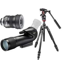 Nikon Prostaff 5 Fieldscope 60A kaukoputki ja 16-48X (20-60x) okulaari + jalusta videopäällä