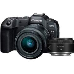Canon EOS R8 + RF 24-50mm IS STM kit + 50mm kaupan päälle