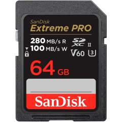 SanDisk Extreme Pro 64GB SDXC (280Mb/s) V60 UHS-II -muistikortti